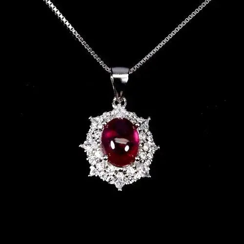 925 Sterling Silver Necklace Oval Ruby 8x6mm Natural Gemstone Jewelry 18inches ABC Jewelery